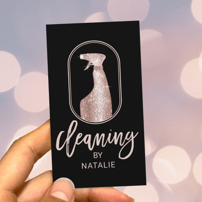 Moderne Hausreinigung Logo Rose Gold Typografie Visitenkarte (Von Creator hochgeladen)