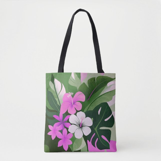 Moderne Hawaiian Hibiskus Beach Bag aus dem Mittel (Vorderseite)