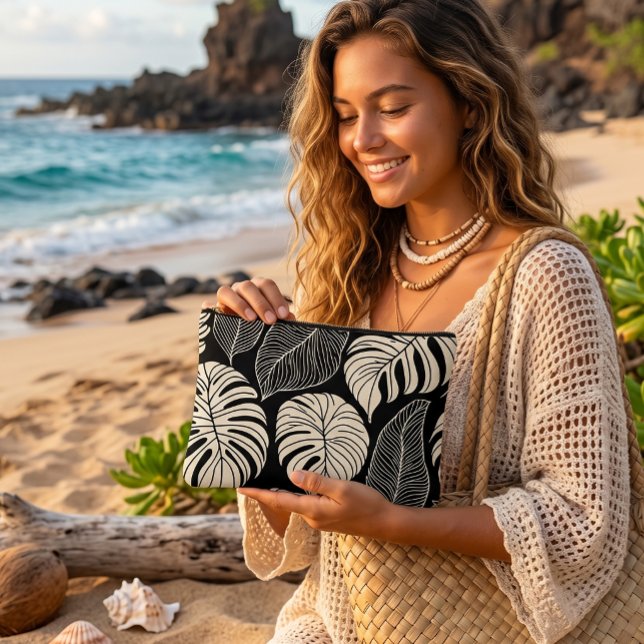 Moderne hawaiianische Blätter Zubehörtasche (island vibes)
