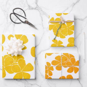 Moderne hawaiianische Druckmuster Plumerias Geschenkpapier Set