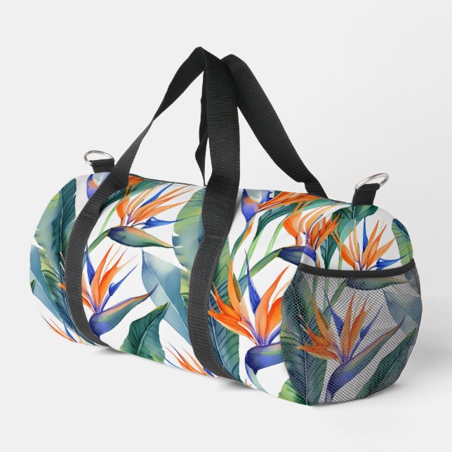 Moderne hawaiianische Druckvogel mit Paradiesmuste Duffle Bag (Rechte Ecke)