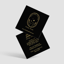 Moderne Heilhandmassage, Wellness Gold Logo Quadratische Visitenkarte