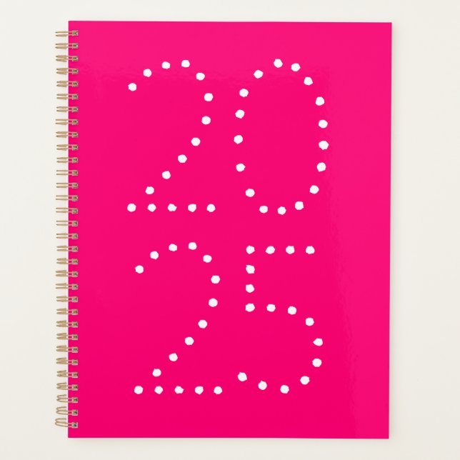 Moderne, heiß rosa Jahrtypografie Planer (Vorderseite)