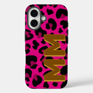 Moderne heiße rosa Leopard Braun Schatten Monogram iPhone 16 Hülle