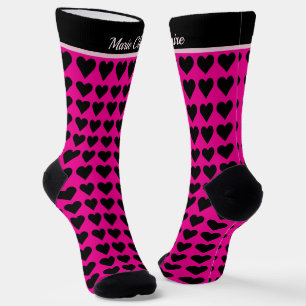 Moderne heiße rosa schwarze kleine Herzen Personal Socken