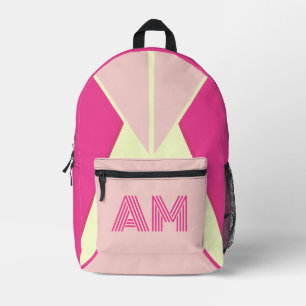 Moderne heiße rosa und cremefarbene lineare maßges bedruckter rucksack
