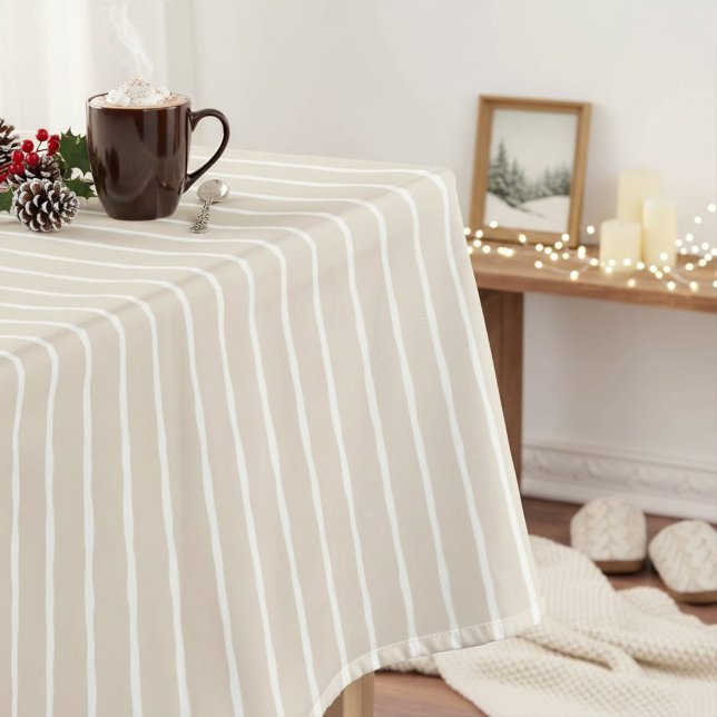 Moderne hellbeige gestreifte Tischdecke (Von Creator hochgeladen)