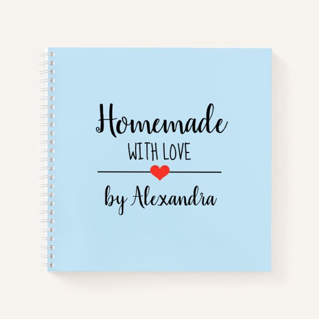 Moderne hellblaue hausgemachte Liebe Notizbuch (Vorderseite)