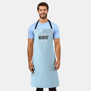 Moderne hellblaue Menschenmonogramm-Schürze Schürze