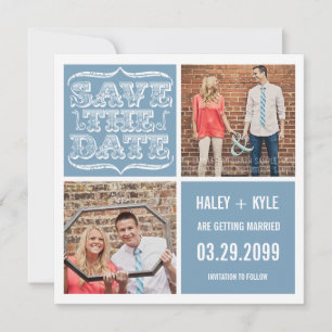 Moderne hellblaue Save-the-Date-Karten mit quadrat Einladung
