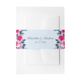 Moderne hellblaue Wasserfarbe Rosenhochzeit Einladungsbanderole