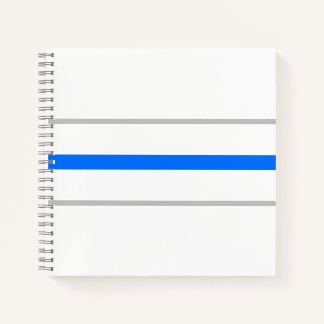 Moderne, hellblaugraue Streifen auf weiß Notizbuch (Vorderseite)