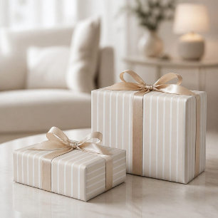 Moderne helle beige gestreifte Geschenkpapierrolle Geschenkpapier