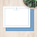 Moderne, helle blaue Grenzstationerie Mitteilungskarte<br><div class="desc">Dieses Design verfügt über eine dünne Doppelgrenze mit Platz für ein Monogramm und Namen/Text oben. Klicken Sie auf die Schaltfläche Anpassen, wenn Sie die Designelemente anpassen und/oder den Text weiter verändern möchten! Variationen dieses Designs, zusätzliche Farben sowie koordinierende Produkte sind in unserem Shop, zazzle.com/store/doodlelulu verfügbar. Kontaktieren Sie uns, wenn Sie...</div>
