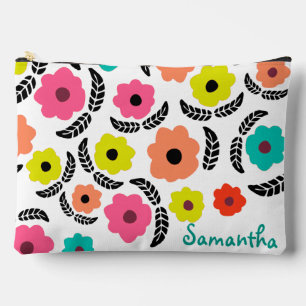 Moderne, helle Blume und Personalisiertes schwarze Zubehörtasche