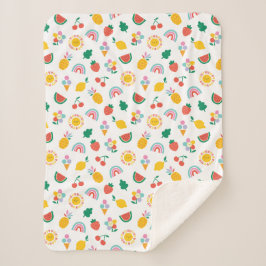 Moderne helle bunte lächelnde Sonnen und Regenböge Sherpadecke