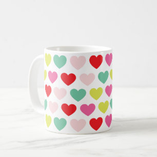 MODERNE helle farbenfrohe HERZEN weihnachten Kaffeetasse