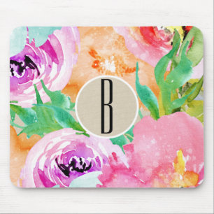 Moderne Helle Farbige Florale Wasserfarbe Kraft Mousepad