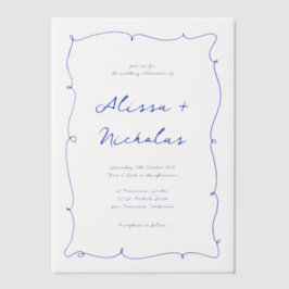Moderne helle Hand Drawn Blue Border Wedding