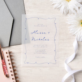 Moderne helle Hand Drawn Blue Border Wedding