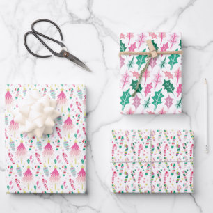 Moderne helle mehrfarbige wunderliche Weihnachten Geschenkpapier Set