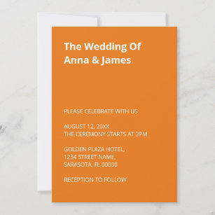 Moderne, helle Orange Hochzeitseinladung Einladung