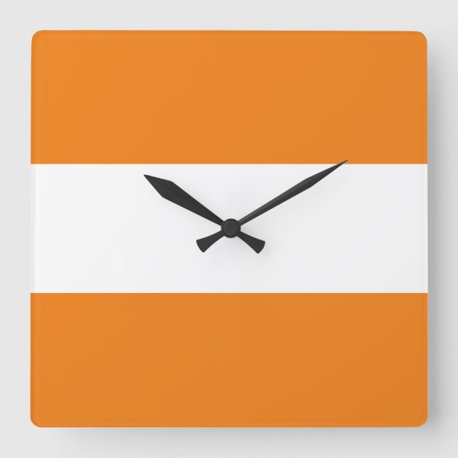 Moderne, helle, orange weiße Sommer Streifen Quadratische Wanduhr (Vorderseite)