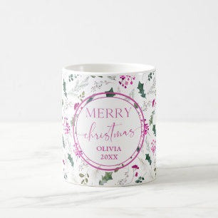 Moderne helle Rosa Aquarellfarben Weihnachten Tass Kaffeetasse