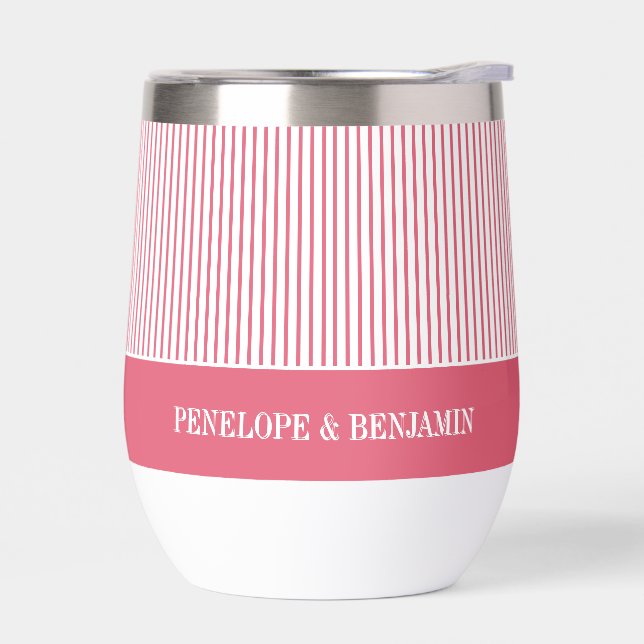 Moderne Helle Rosa Gestreifte Hochzeit (Links)