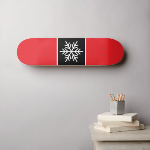 Moderne helle rot-schwarz-weiße Streifen-Schneeflo Skateboard