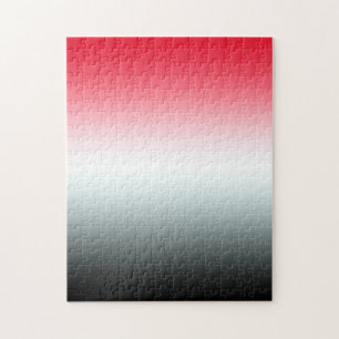 Moderne Helle Rot-Weiß-Schwarze Ombre Puzzle