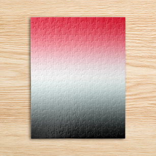 Moderne Helle Rot-Weiß-Schwarze Ombre Puzzle