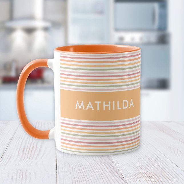 Moderne, helle Streifen Tasse (mug with stripes and name)