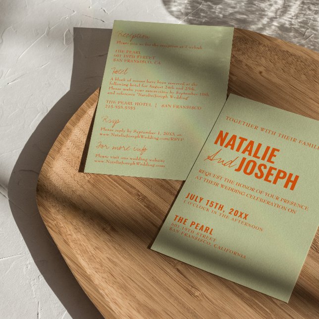 Moderne, helle und stilvolle Farben in einer Hochz Einladung (Von Creator hochgeladen)