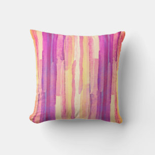 moderne, helle Wasserfarbstreifen lila rosa Kissen