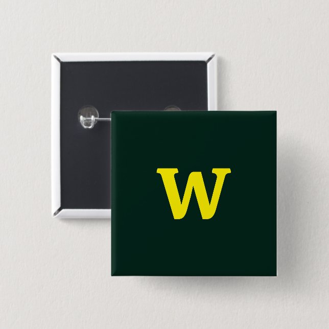 Moderne, hellgelbe Anfangsbuchstaben Button (Vorne & Hinten)