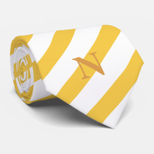 moderne, hellgelbe Streifen mit erdfarbenem Monogr Krawatte