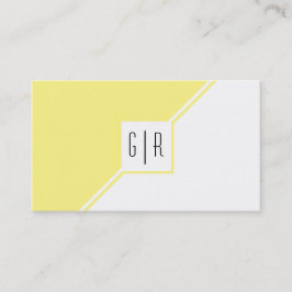 Moderne, hellgelbe und weiße Monogramm-Geometrie Visitenkarte