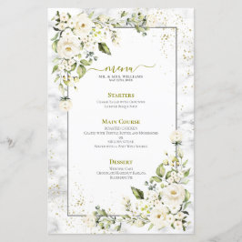 Moderne, hellgraue, weiße, florale Goldmarmor Hoch