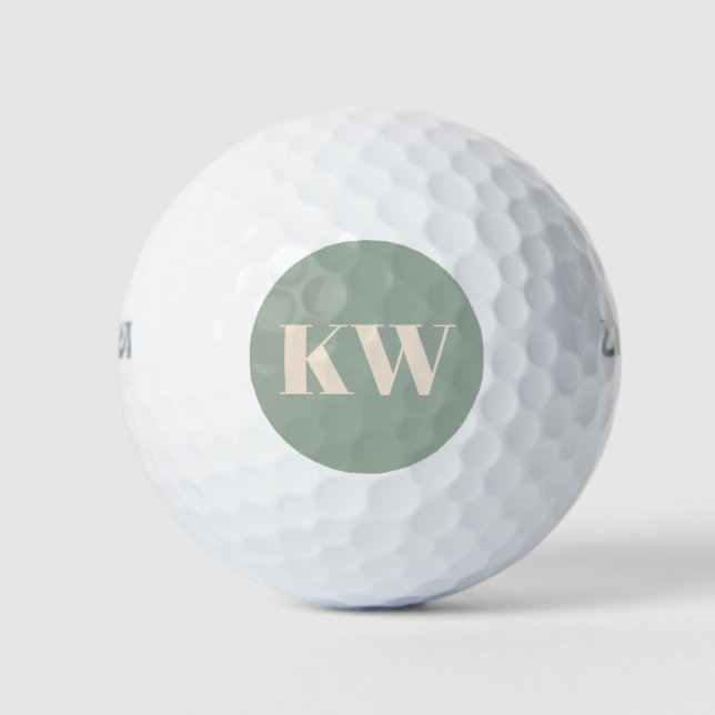 Moderne hellgrüne Monogramm-Initialen personalisie Golfball (Vorderseite)