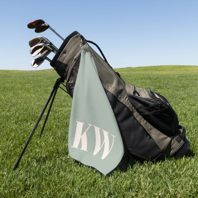 Moderne Hellgrüne Monogramm-Initialen Personalisie Golfhandtuch (Gras)