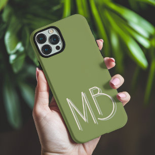 Moderne Hellgrüne Monogramm-Initialen Zeitgenössis iPhone 16 Pro Max Hülle