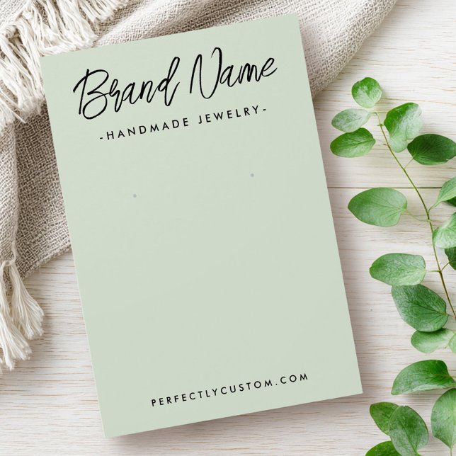 Moderne, hellgrüne Ohrring-Grafikkarte (Modern light sage green earring display card)
