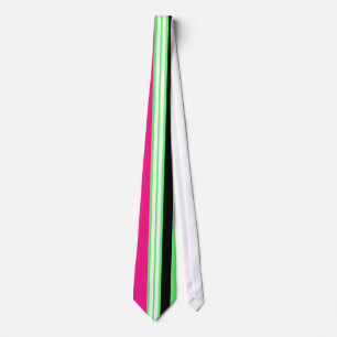 Moderne, hellgrüne, rosa und schwarze Streifen Krawatte