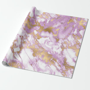 Moderne helllila, weiße und goldene Marmoroptik Geschenkpapier