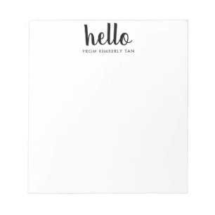 Moderne HELLO Bold Black Chic Typografie Notizblock