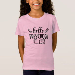 Moderne Hello Pre-School Typografie T-Shirt
