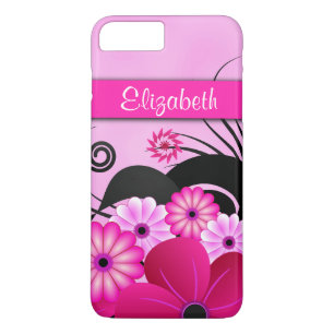 Moderne, hellrosa Blume Fuchsia Floral Slim iPhone 8 Plus/7 Plus Hülle