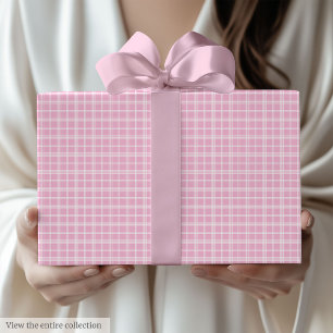 Moderne hellrosa Karo-Geschenkverpackung zum 80. G Geschenkpapier