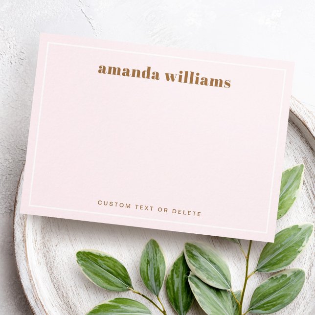 Moderne hellrosa Name & Text Mini-Notizkarte Visitenkarte (Modern light blush pink name & text mini notecard business card)